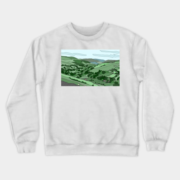 Swaledale, Yorkshire Dales, near Downholme Viewpoint - digital art Crewneck Sweatshirt by JennyCathcart
